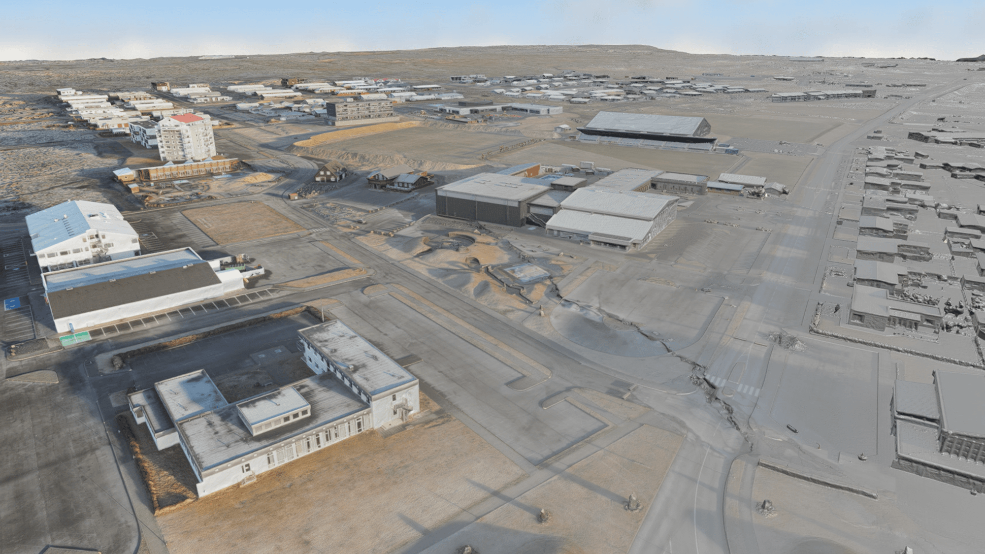 3D model of the town Grindavík in Iceland.