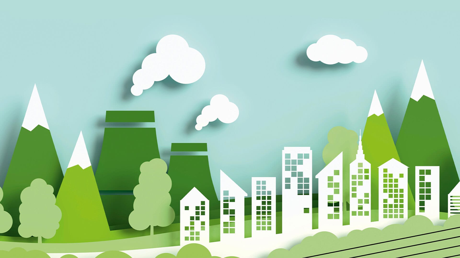 Graphic illustration of a green city
