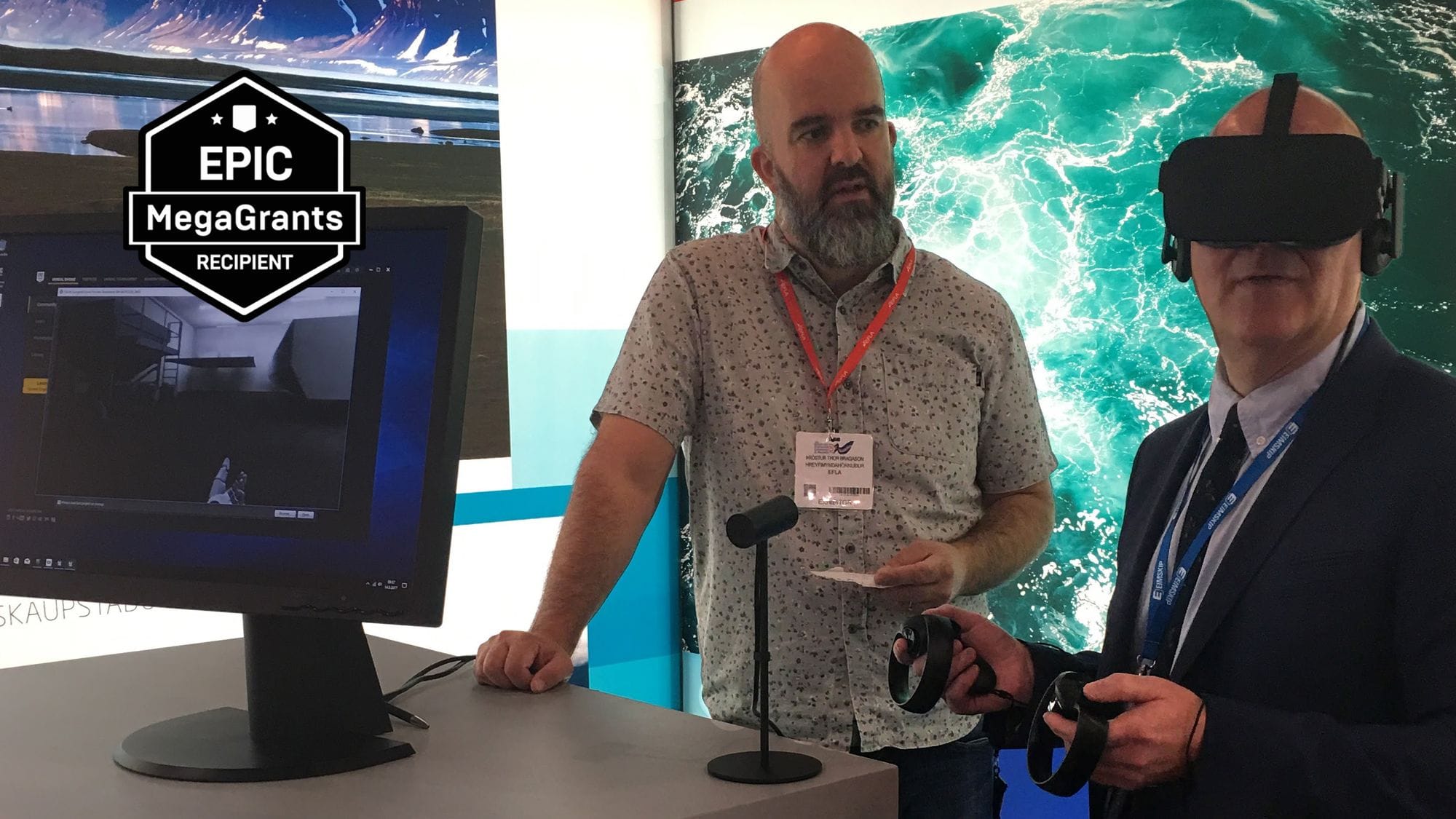 A representative of EFLA looking at a man using VR headset