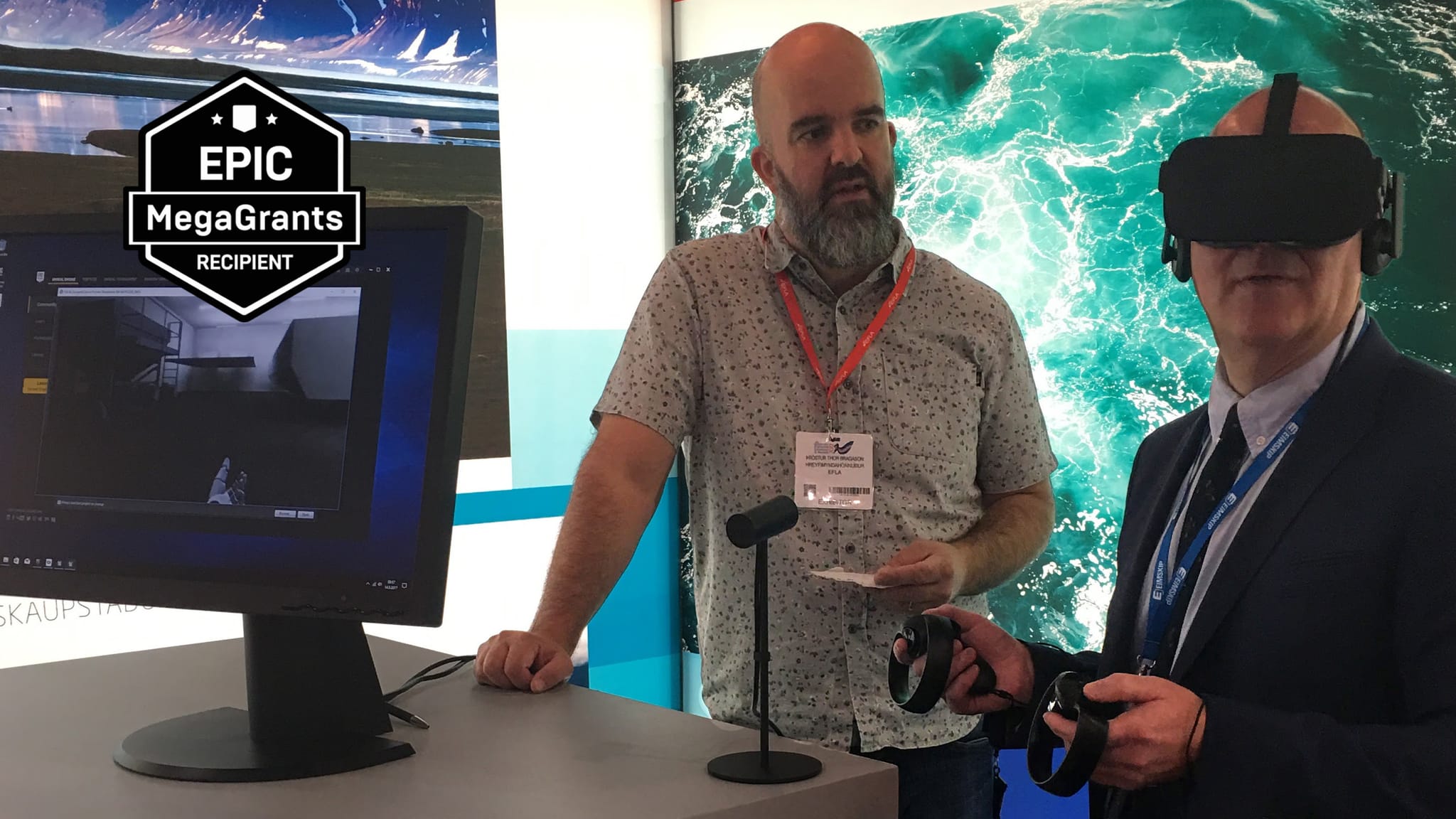 A representative of EFLA looking at a man using VR headset