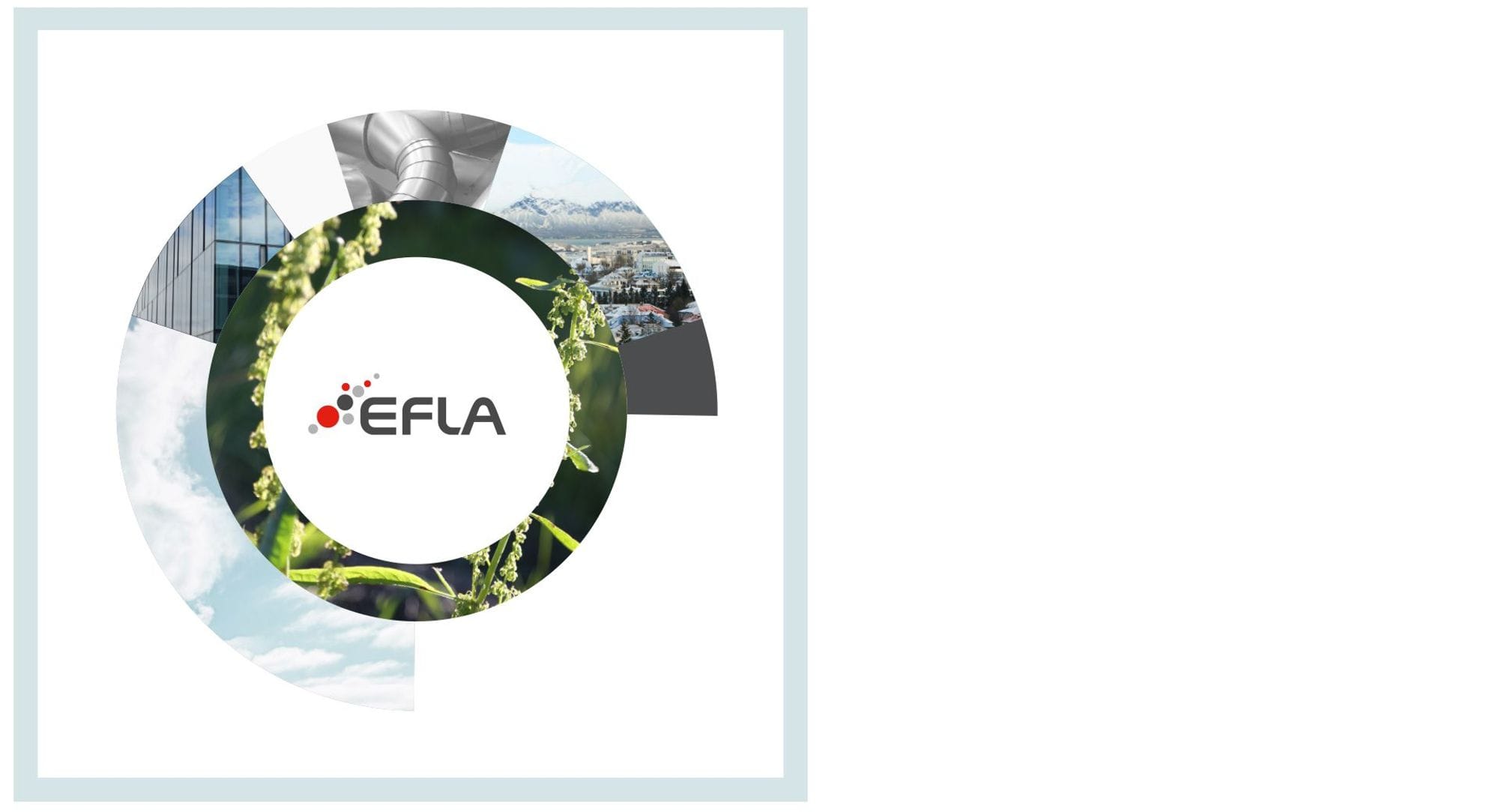 EFLA logo in a collage cyrcle graphic with nature and industrial mood