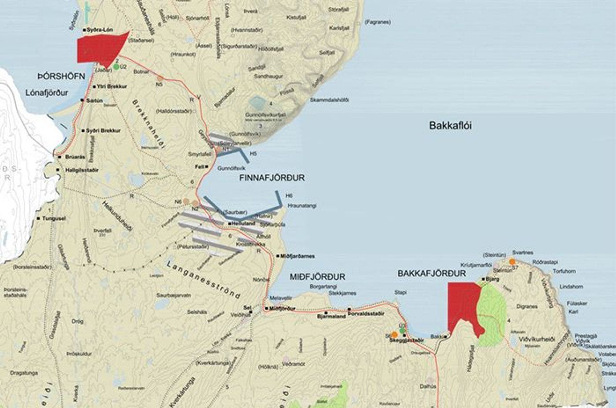 Map of Finnafjörður