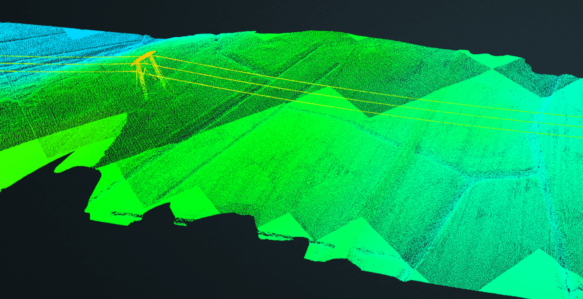 3D picture of a map in neon green color