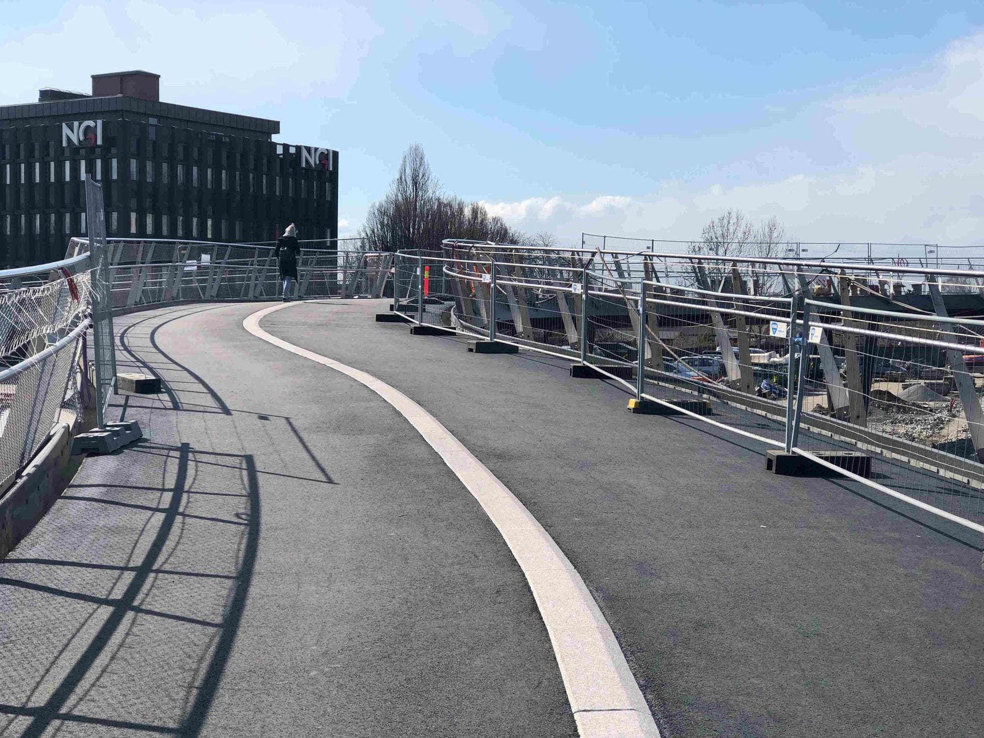 Footbridge almost ready bud rails under construction