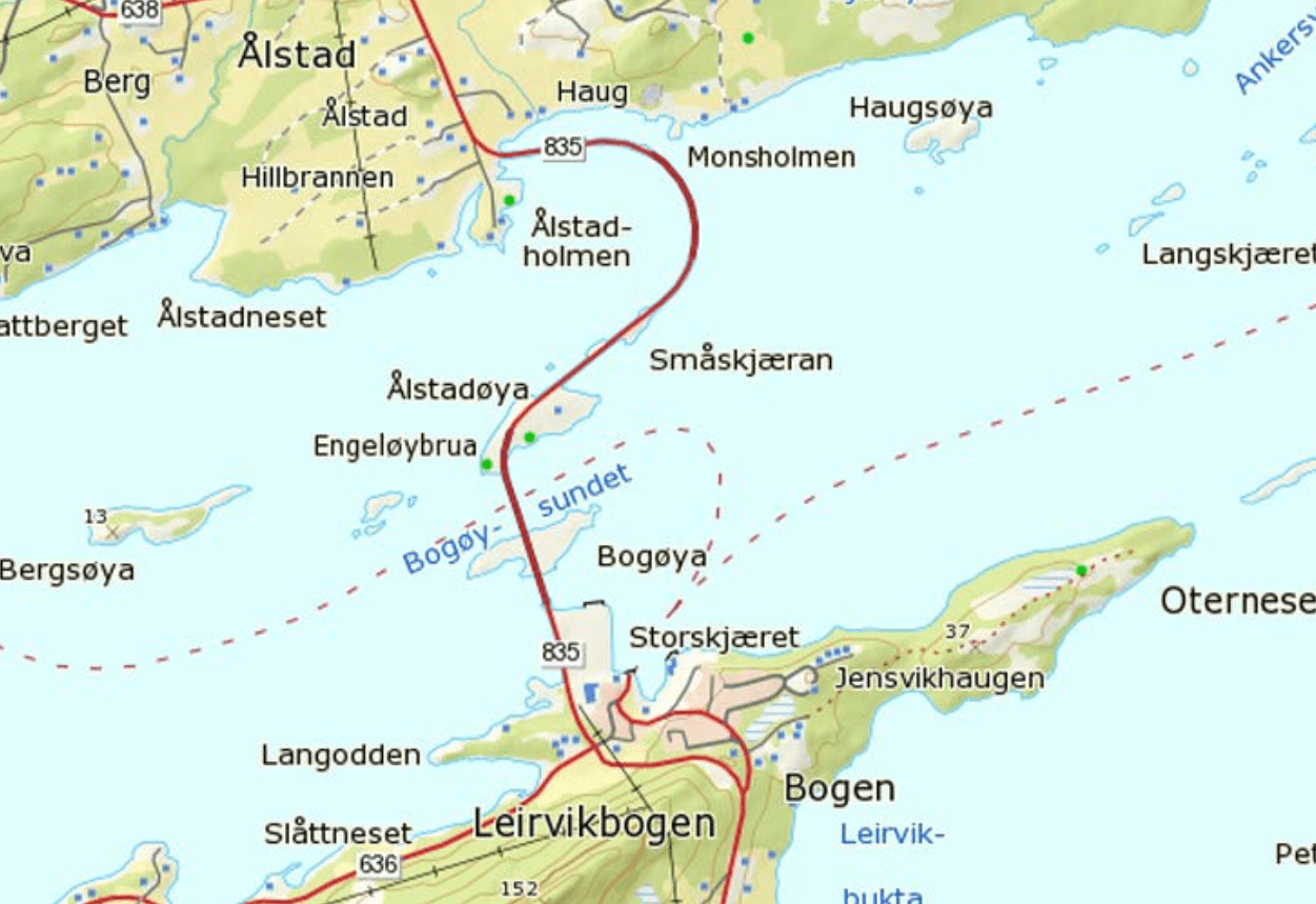 A map of the area where the Engeloya bridge is