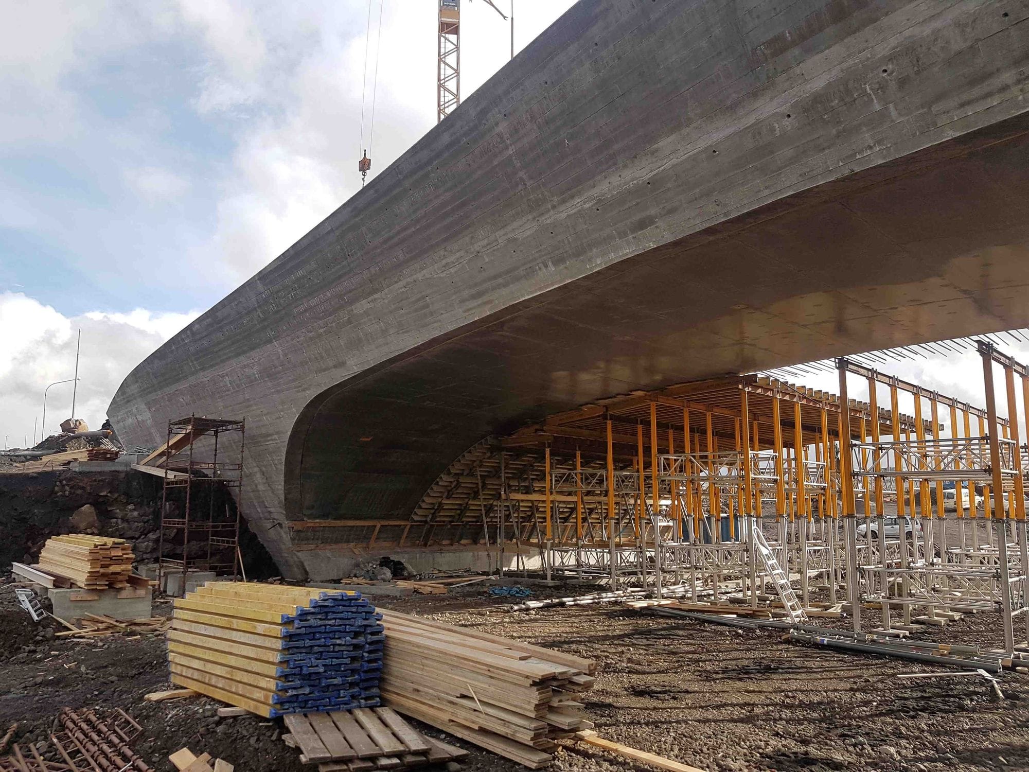 Concrete bridge under construction