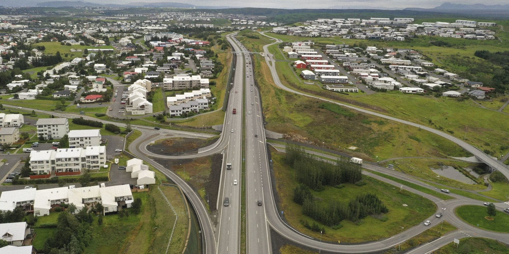 Road through the town of Hafnarfjodur.