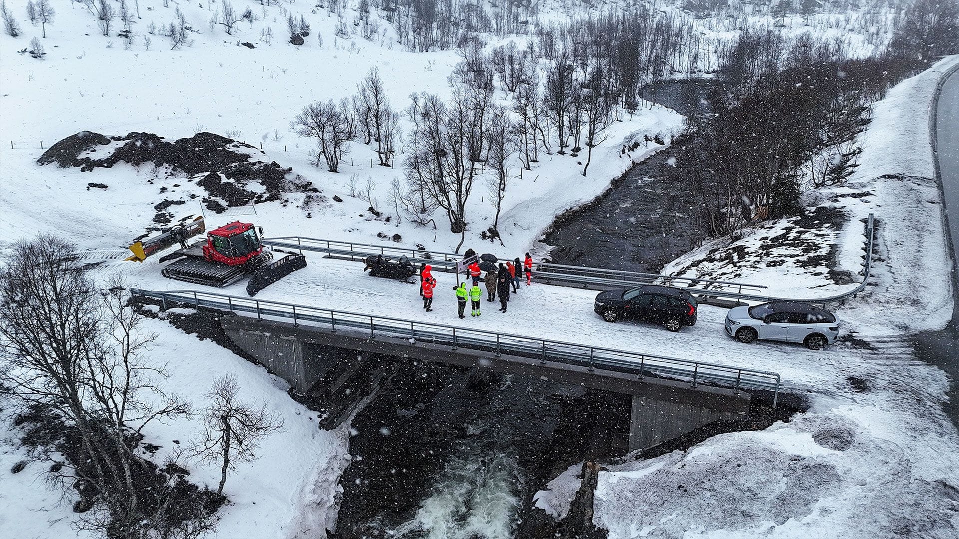 People on a bridge.
