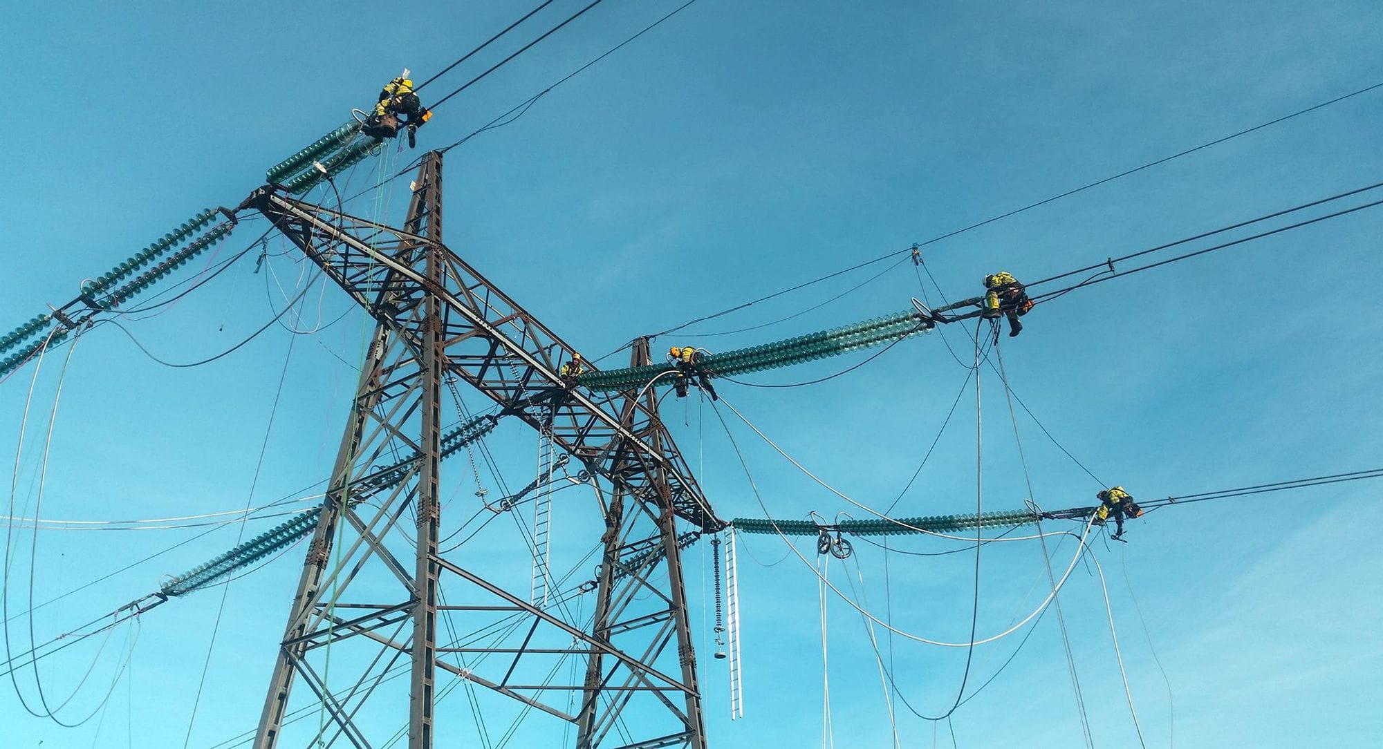 Electrical mast, blue sky