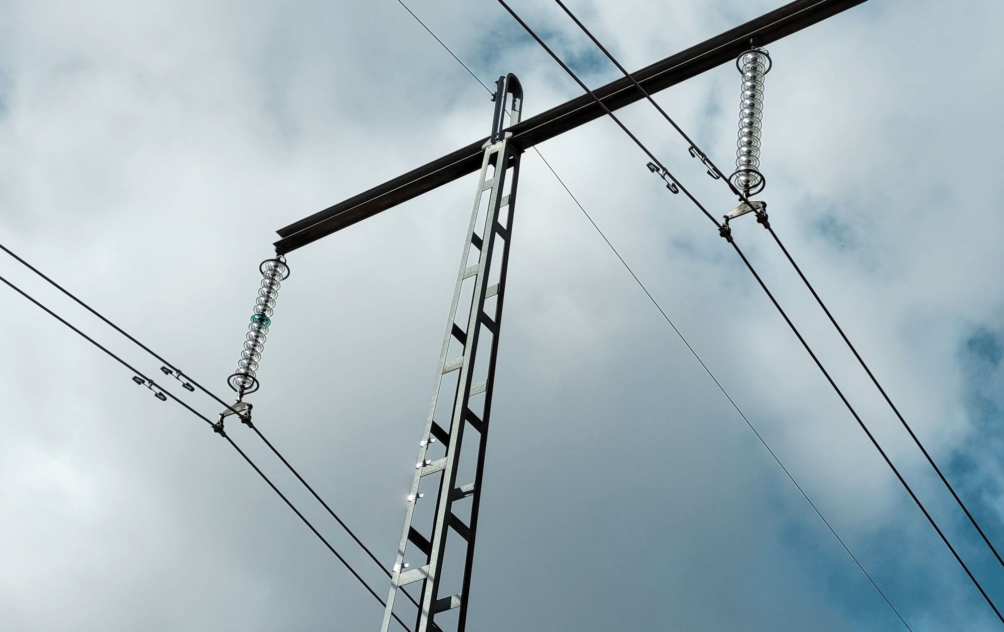 power mast and skies