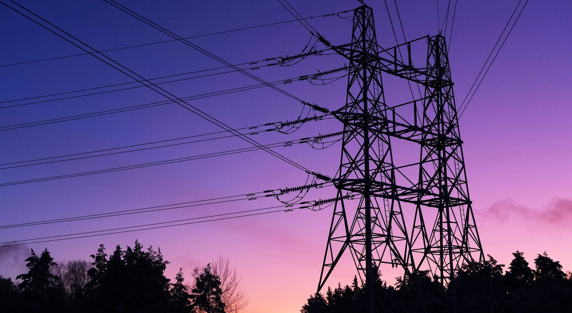 power mast and purple skies