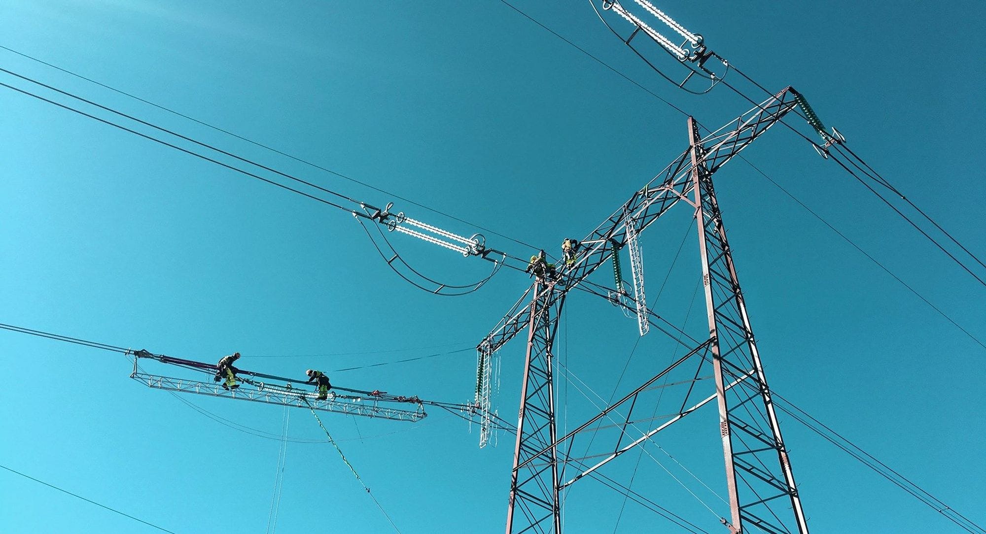 Power mast and clear blue sky