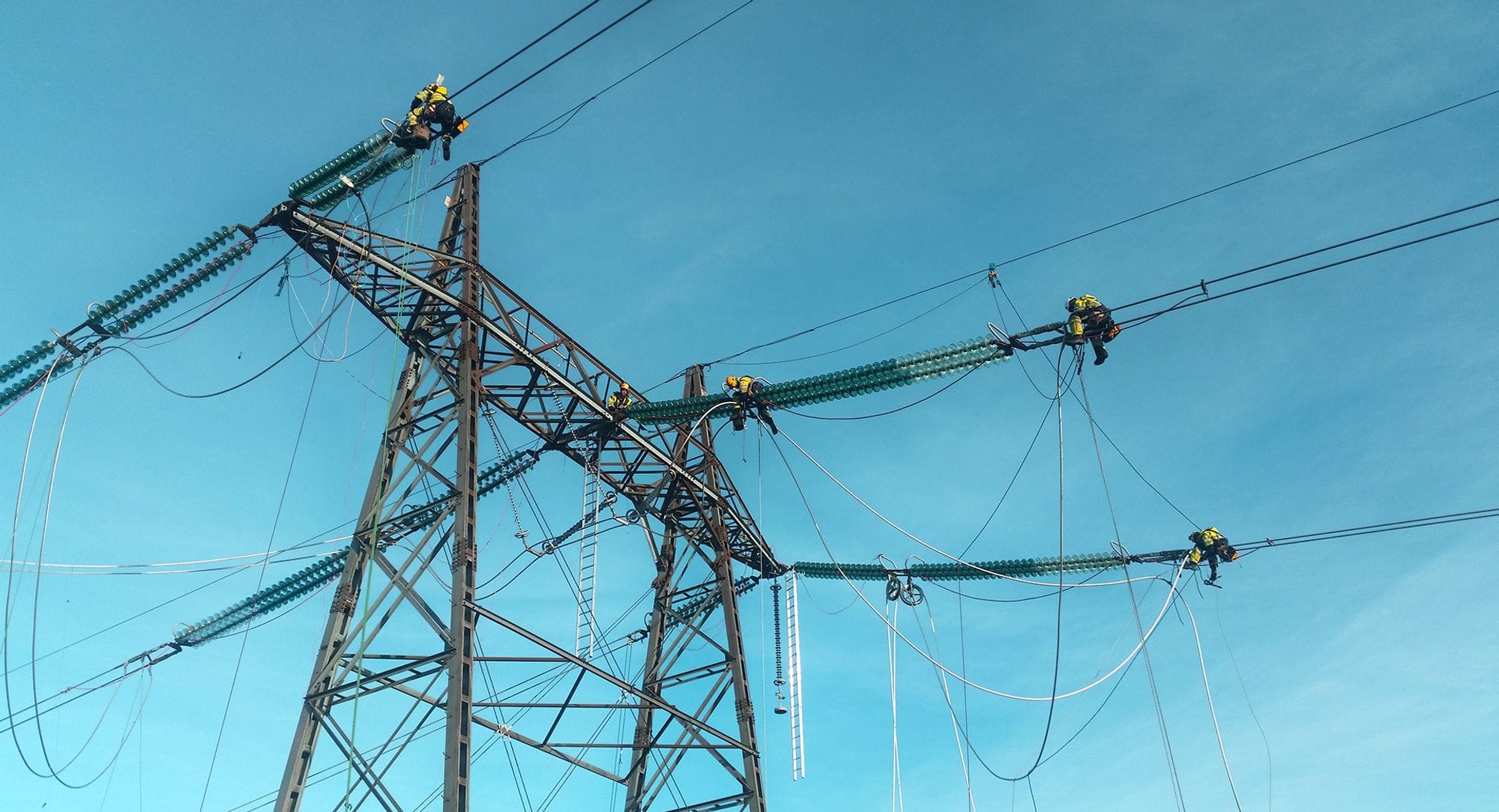Close up shot of transmission tower