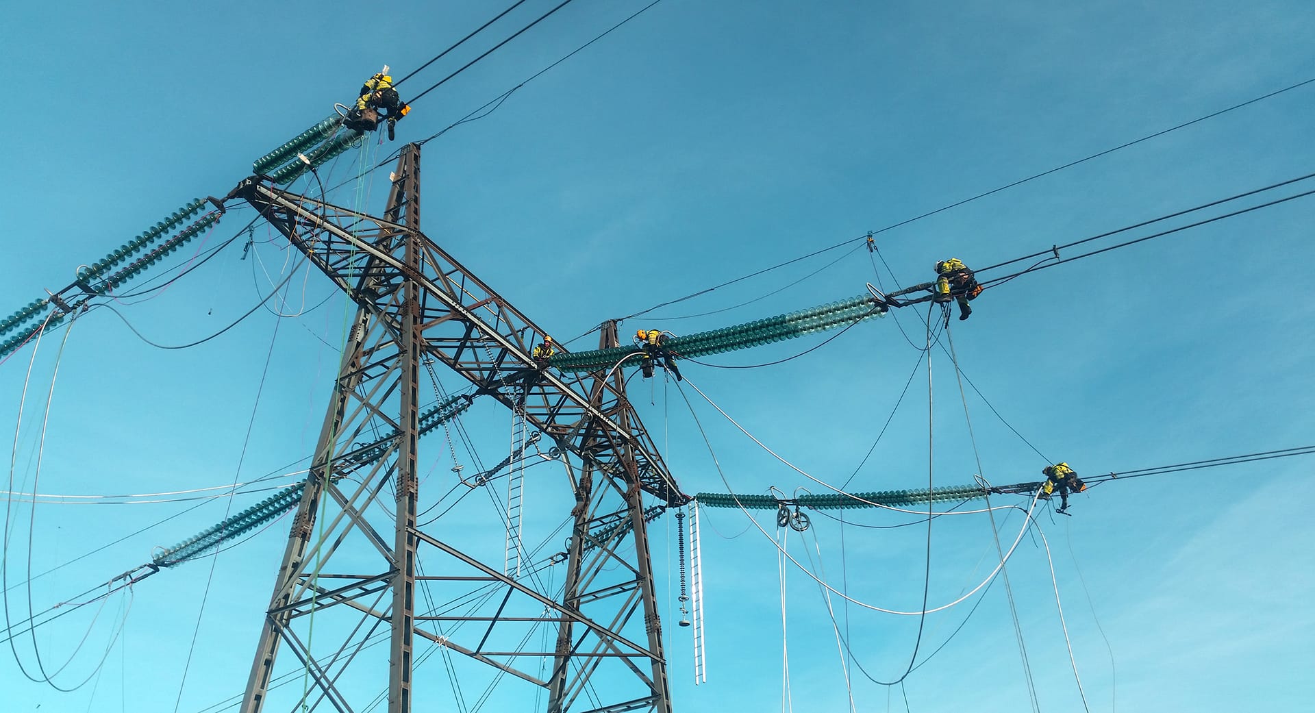Close up shot of transmission tower