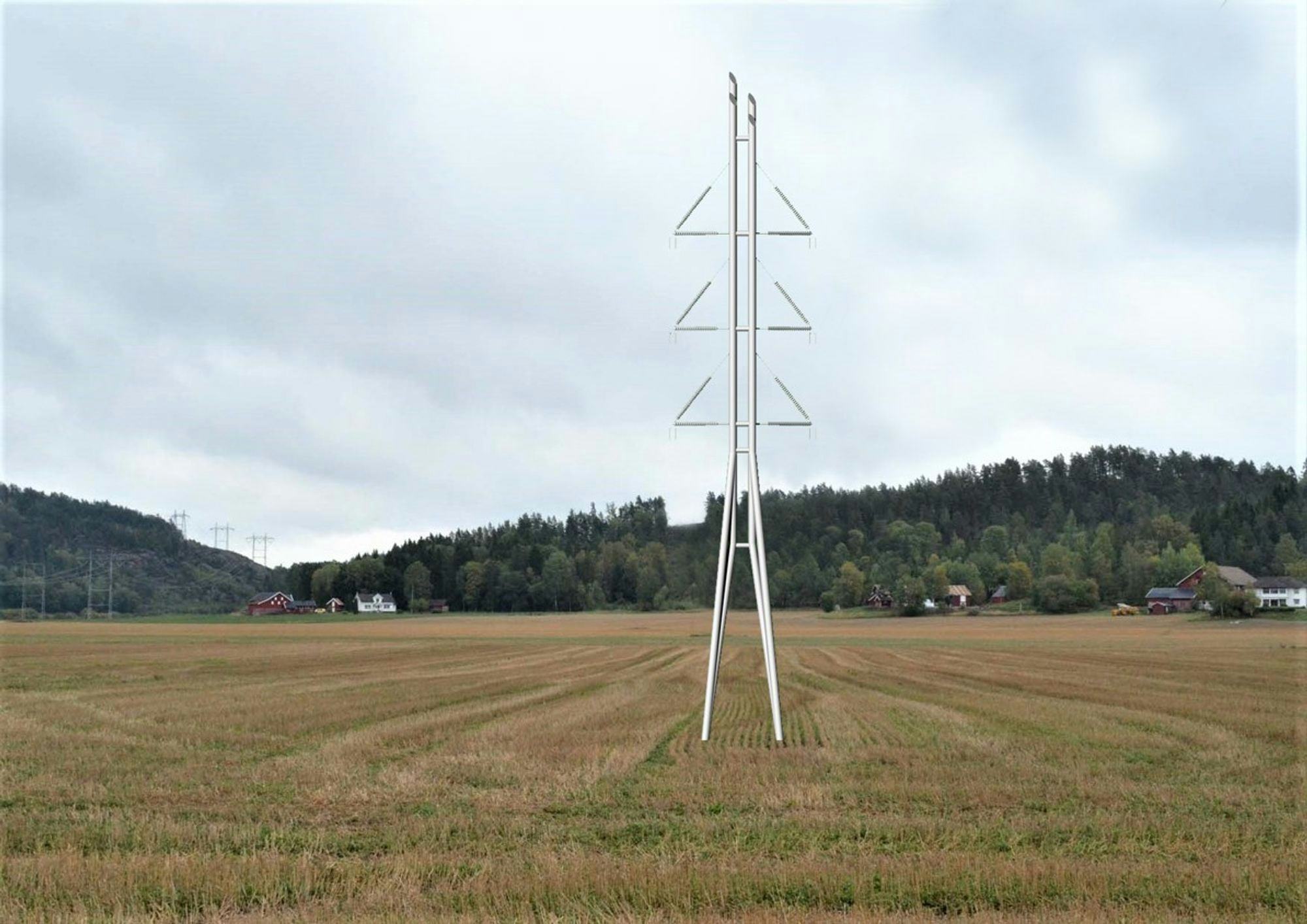 single pole transmission tower in the middle of a field