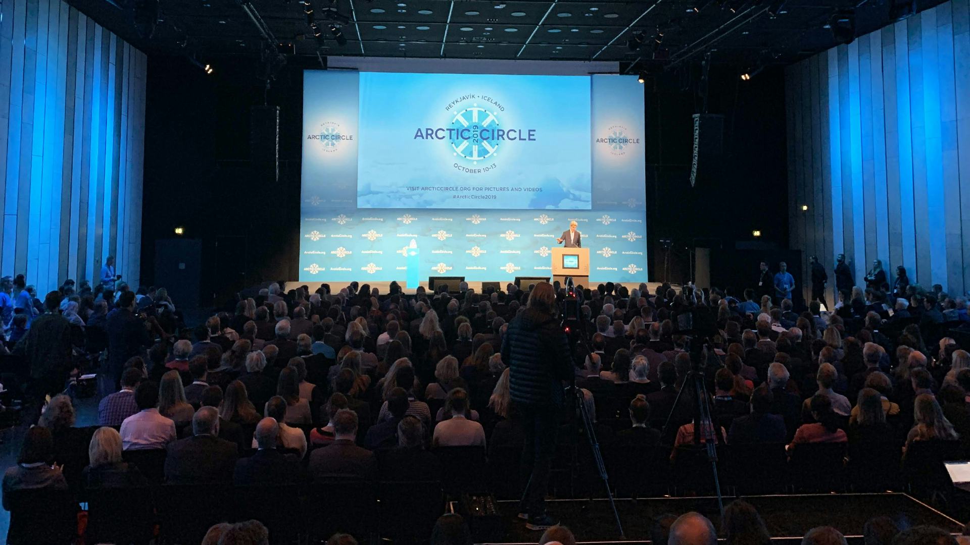 A man giving speech at Arctic Circle conference