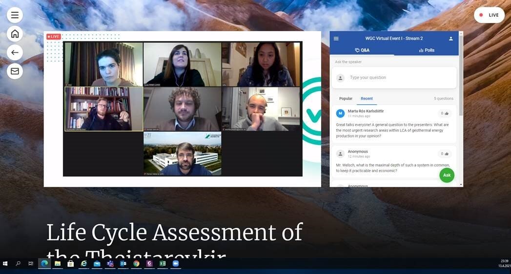 Screen showing group of people participating in an online presentation 