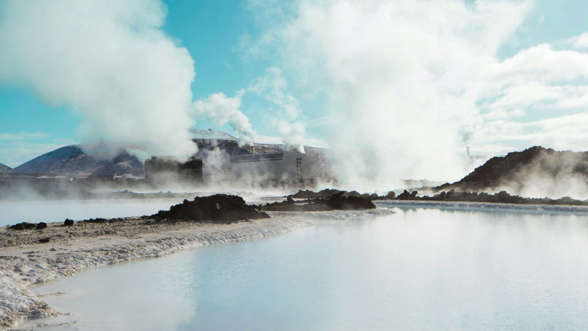 Hot steam coming from geothermal water