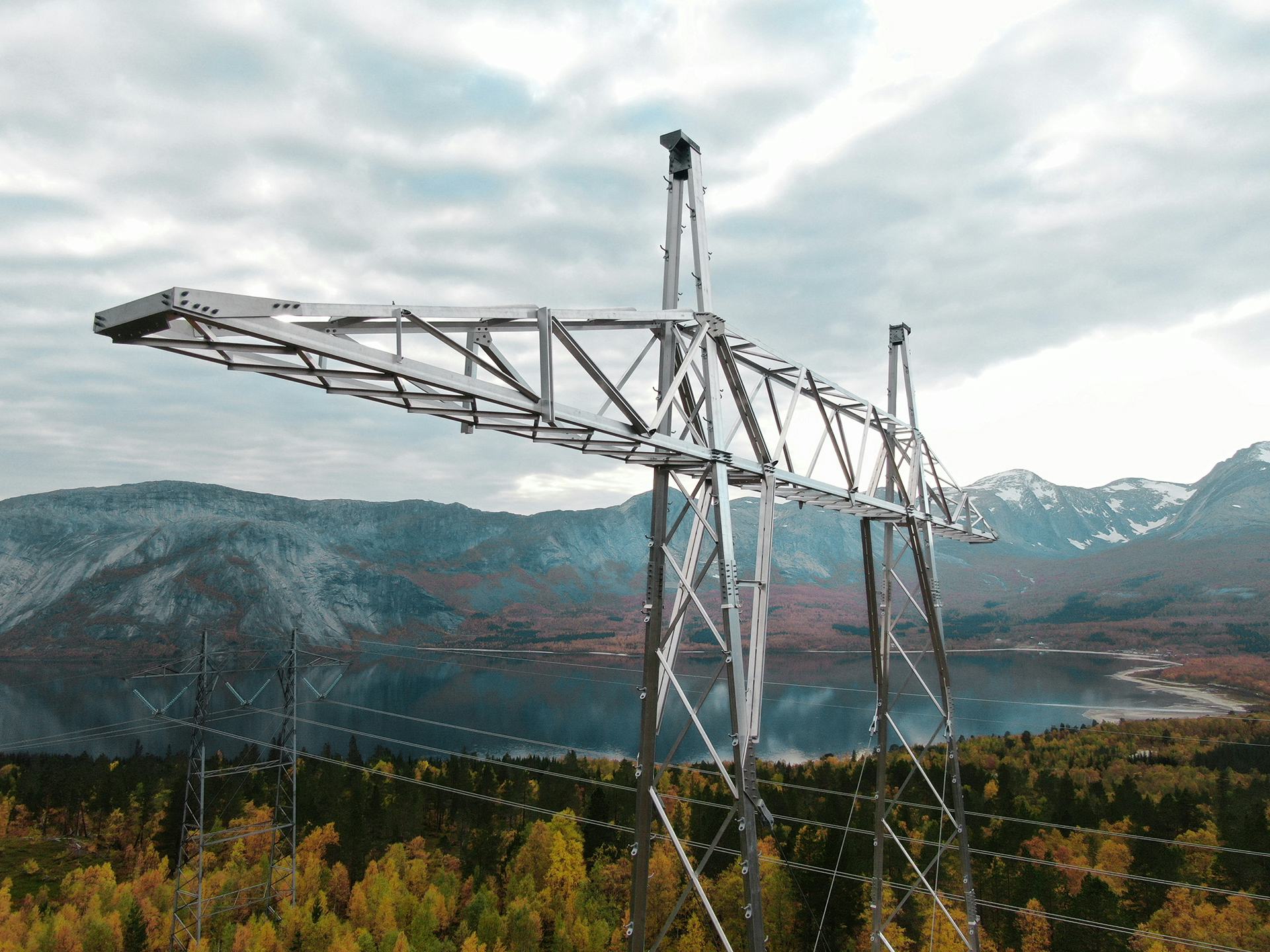 High voltage tower in a landscape