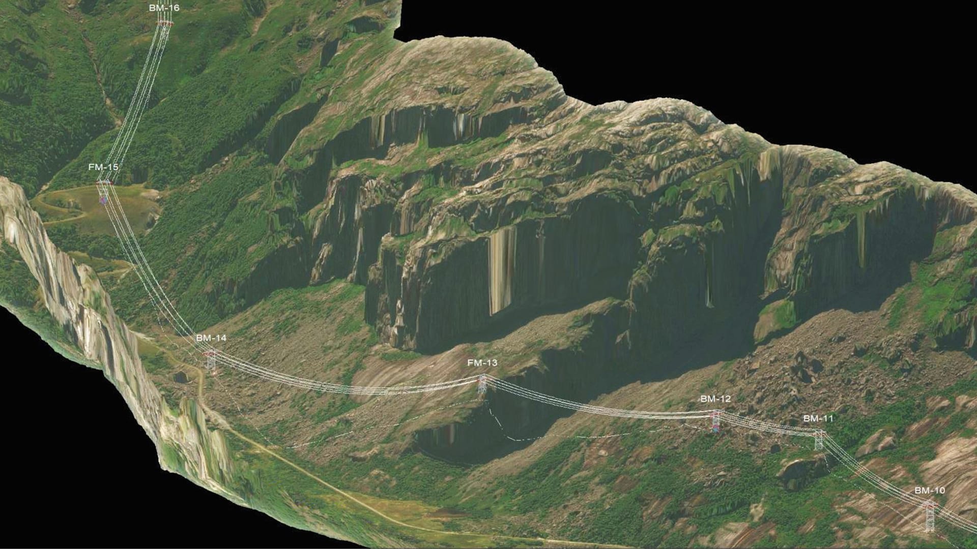 3D picture of electric power transmission and line structure